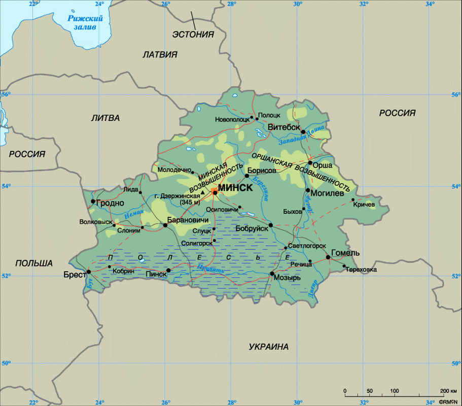 Белорусия на карте мира