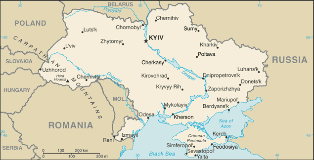 Карта Украины ЦРУ