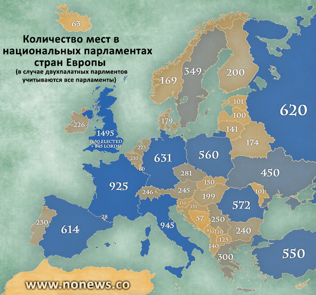 Количество депутатов в парламентах стран карта