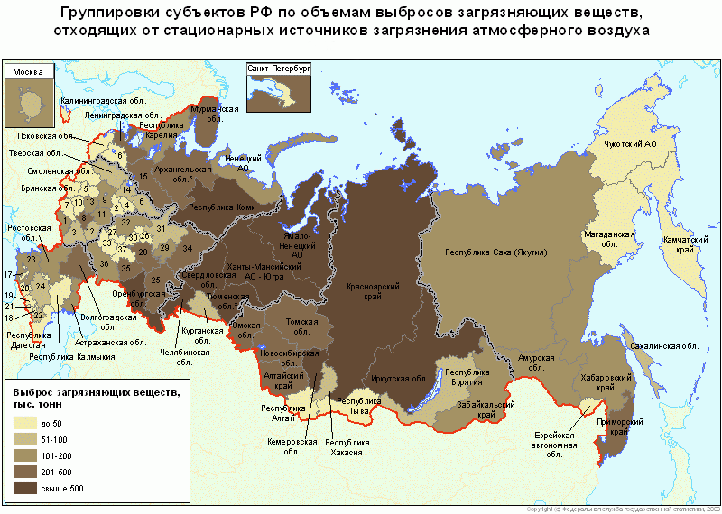 Экологическая карта регионов России