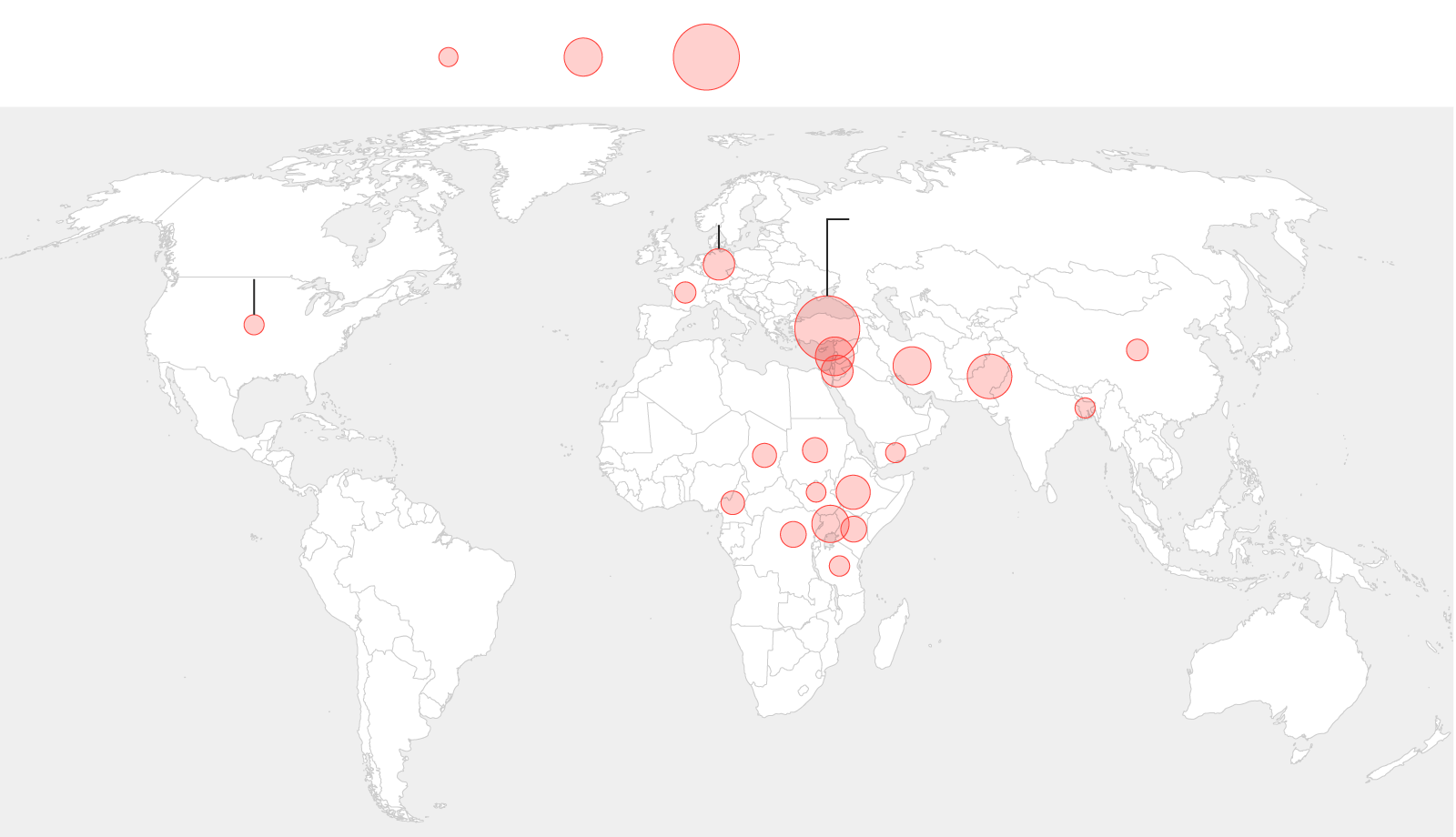 Карта стран по числу приехавших беженцев