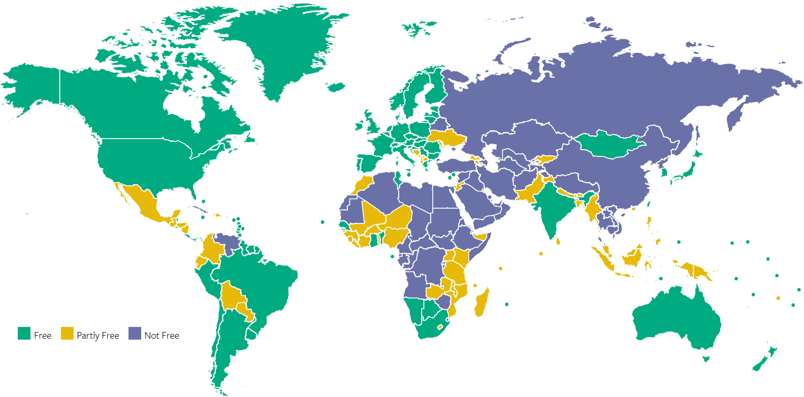 Карта стран по уровню гражданских свобод