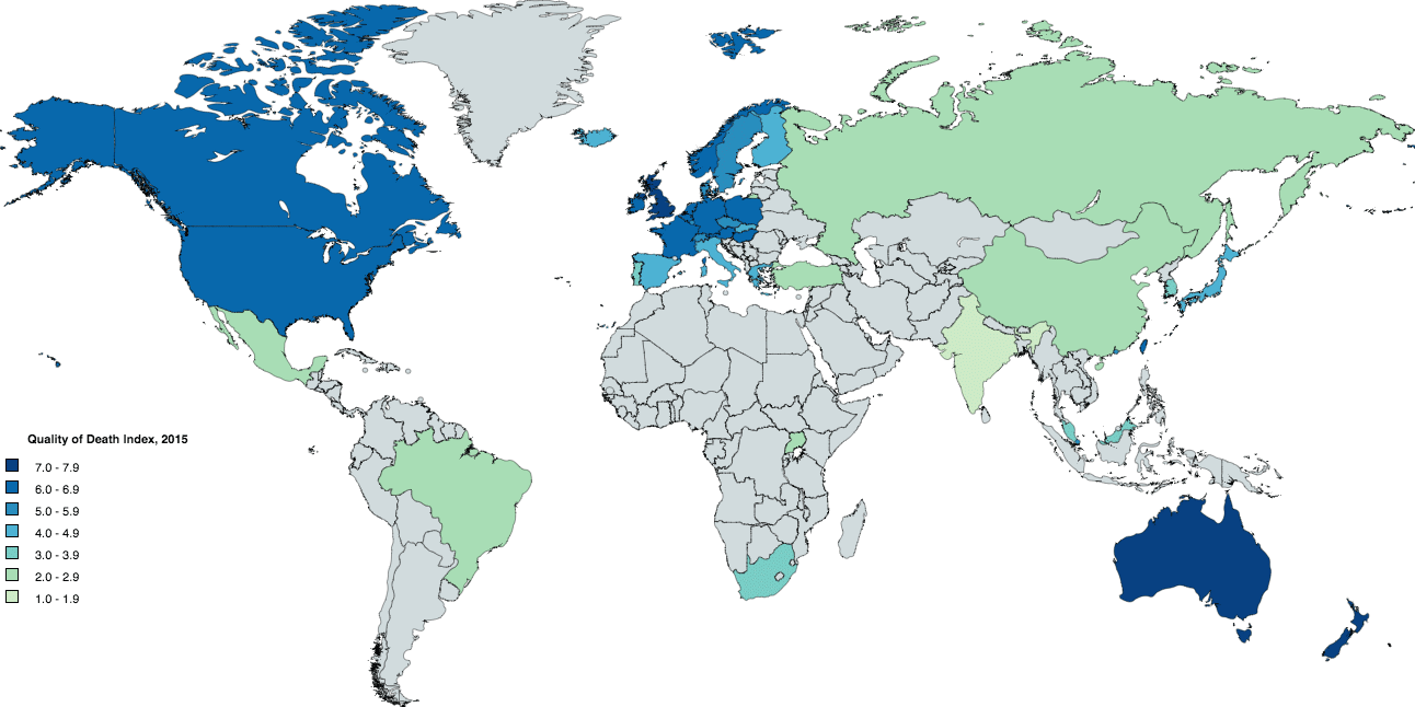 Карта стран мира по качеству смерти