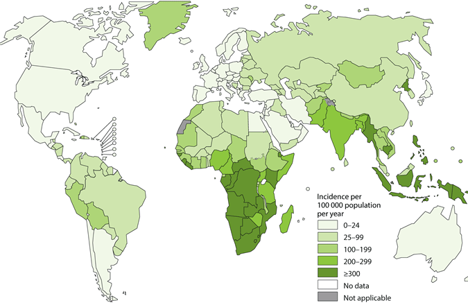 Карта стран по распространенности туберкулеза