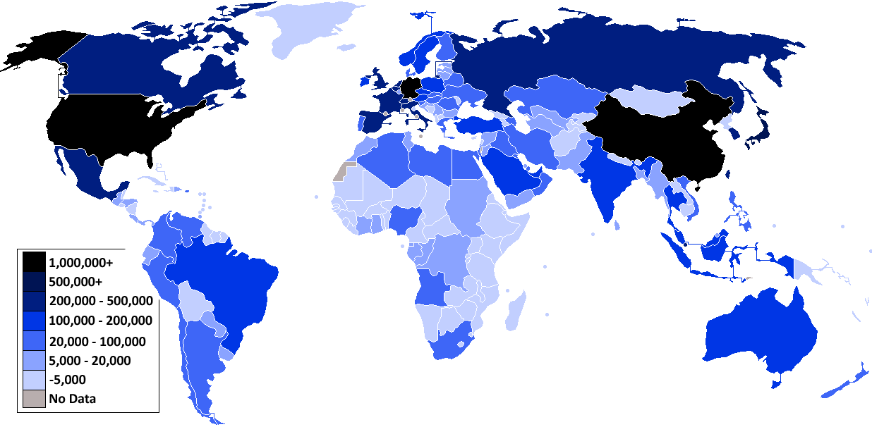 Карта стран по уровню экспорта