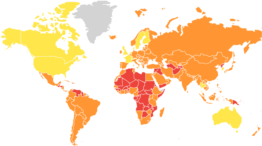 Карта стран по уровню медицинской безопасности 2019