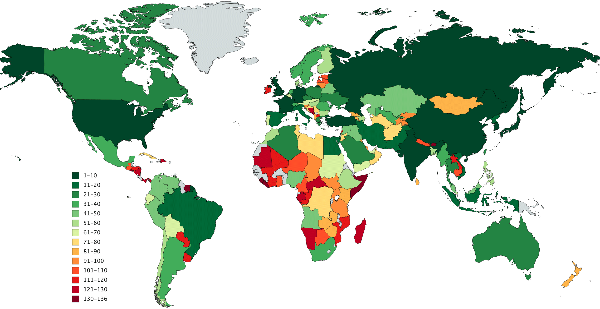 Карта стран по военной мощи