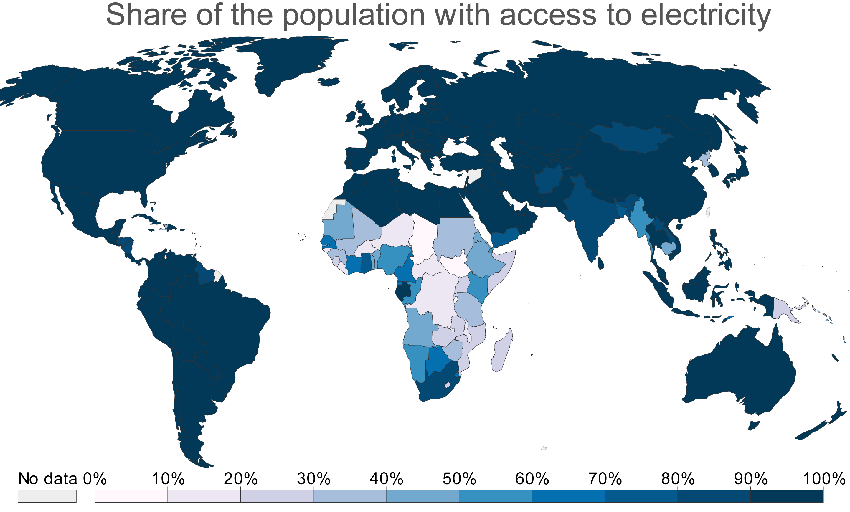 Карта стран по уровню электрификации