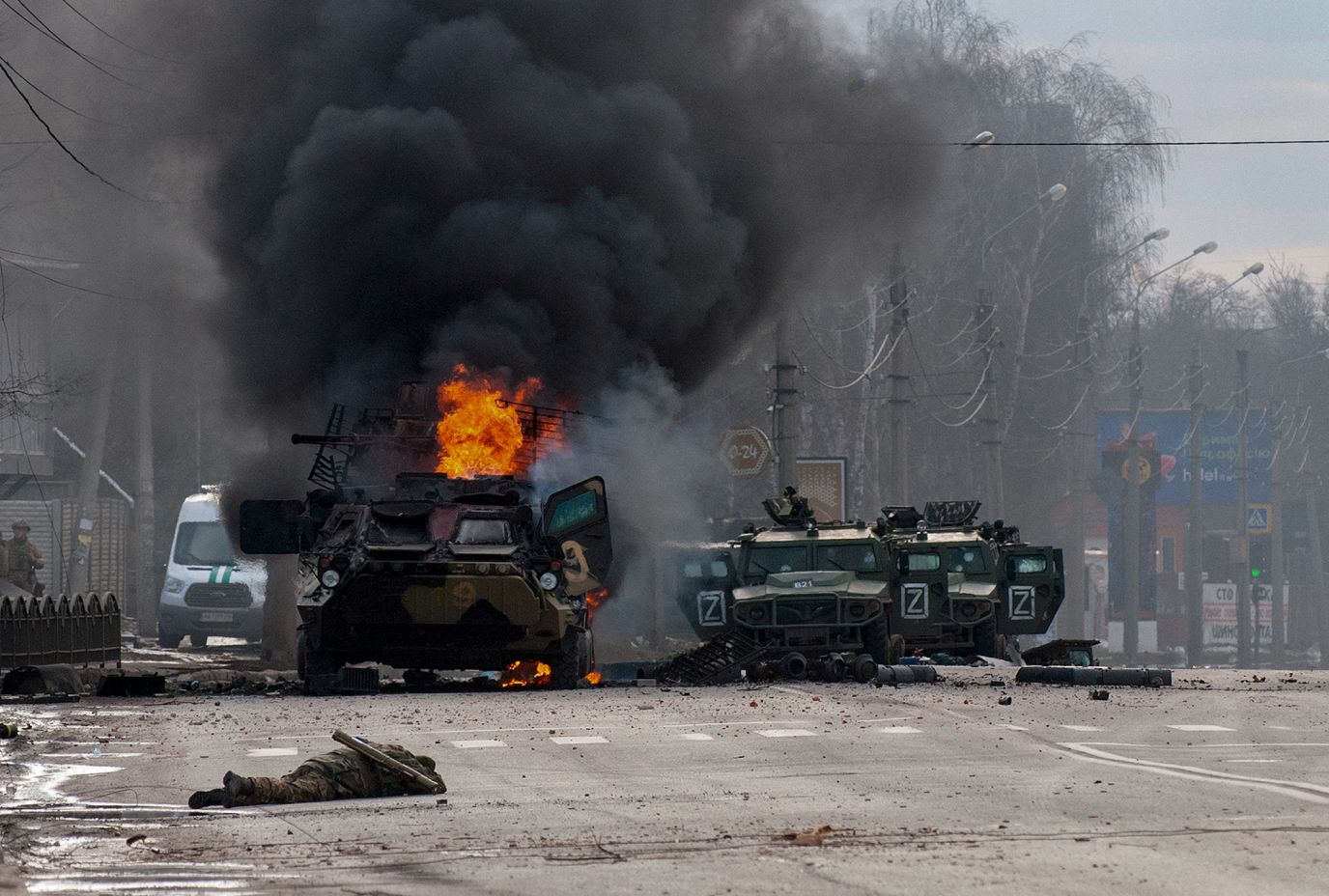 Харьков во время уличных боев в феврале 2022
